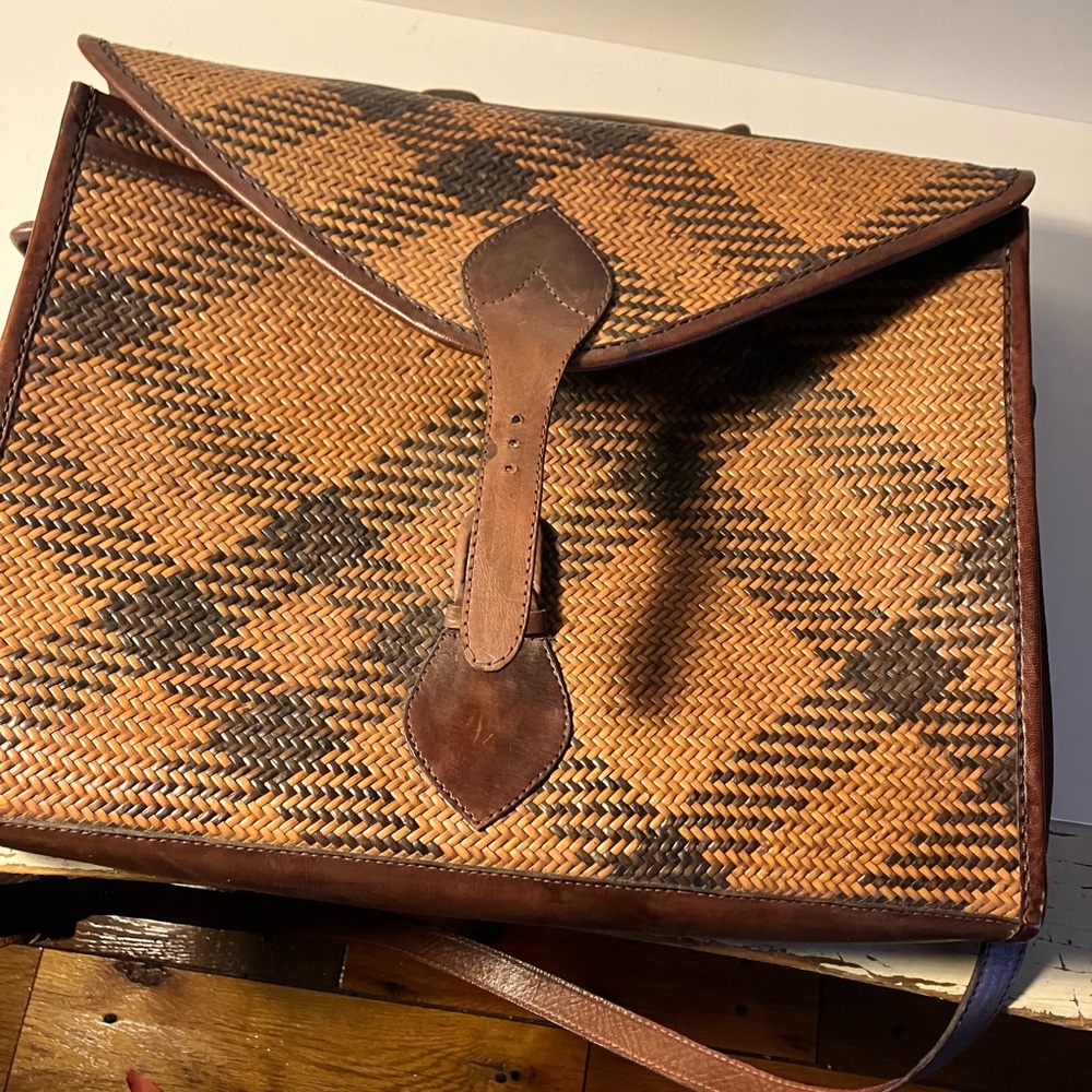 Brown and Tan Woven Men's Bag